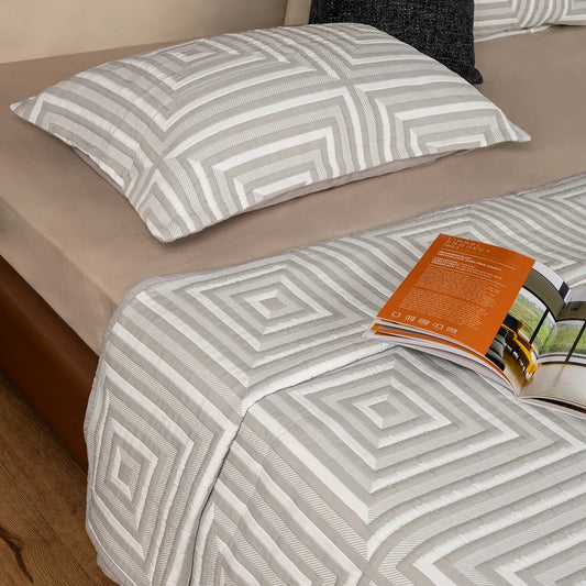 Cubic Charm Bedcover Set | Elegant Design & Sumptuous Texture | Includes 2 Pillow Covers